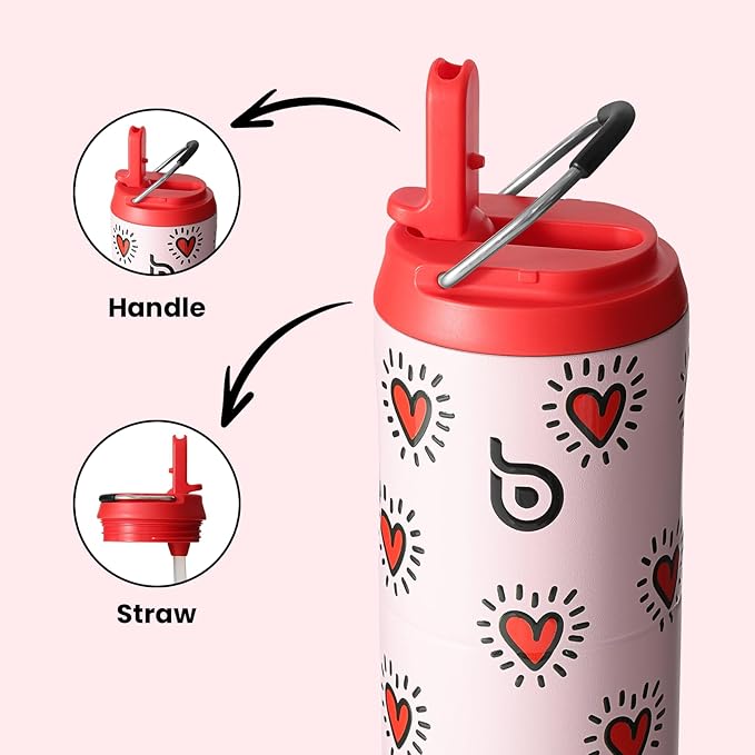 BOTTLE BOTTLE Insulated Water Bottle 24oz with Straw Lid and Handle for Sports Travel Gym Stainless Steel Water Bottles Double-Wall Vacuum Metal Leak Proof BPA-Free