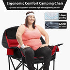 Oversized Camping Chair, Portable Folding Camping Chairs with Side Pocket, Cup Holder and Carry Bag, Heavy Duty Outdoor Camping Chairs for Adults, Fishing, Sports, Trip, up to 400lbs, Style 5