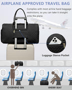 FOCDOD Travel Duffle Bag for Women - Weekender Bags with Shoe Compartment Large Carry on Overnight Tote Bag with Toiletry Bag Traveling Yoga Gym Bags with Wet Pocket Mommy Hospital Bag Black