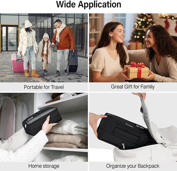 Compression Packing Cubes (Pack of 7), Expandable Luggage Organizer Bags, Hanke Packing Cubes for Travel, Double Zipper Durable Travel Packing Organizers for Suitcase Backpack and Carry-On