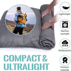 Outdoor Puffy Camping Blanket, Lightweight Down Alternative Puffy Printed Camping Large Ultra Warm Hammock Top Quilt Waterproof Blanket for Traveling Picnic Beach Party Cold Weather (Gray)