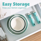 SENSARTE 17 Piece Ceramic Pots and Pans Set, Nonstick Detachable Handle Cookware, Induction Kitchen Cookware Set with Removable Handle, Dishwasher ＆ Oven Safe (Turquoise)