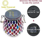 2 Pack Mosaic Red Solar Lanterns, Outdoor Glass Hanging Lights, Waterproof, Solar Table Lamps, Christmas Gifts for Women Mom Grandma, Night Lights, Decoration for Garden, Patio, Yard, Outdoor Decor