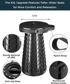XXL 19.7" Collapsible Stool with Removable Cushion & Waterproof Storage Bag - Extra Wide Portable Folding Stool for Adults, Camping, Travel, Max Capacity 1000lbs