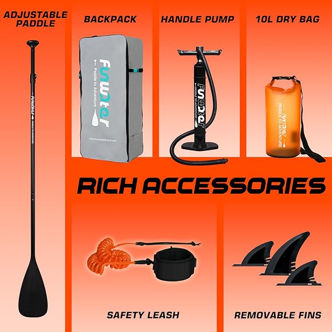 FunWater Stand Up Paddle Board Ultra-Light Inflatable Paddleboard with SUP Accessories for Adults & Youth of All Skill Levels
