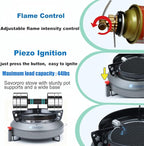 Portable Camping Stove Infrared Windproof, Backpacking Stove13400 BTU Single Butane Burner for Outdoor Hiking with Piezo Ignition