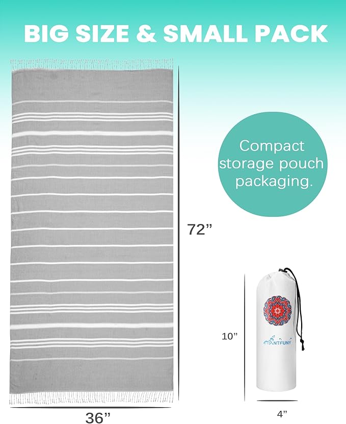 8 Pack Turkish Beach Towels Quick Dry Sand Free Soft Absorbent Extra Large Xl Big Blanket Adult Oversized Bath Pool Swim Towel Lightweight Thin Fast Drying Compact No Sand Packable Vacation Essentials