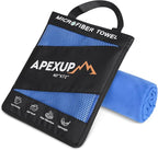 APEXUP Microfiber Travel Towel, Ultra Absorbent Quick Dry Towels, Lightweight Gym Sports Camping Towel for Workout, Yoga, Beach, Shower, Swimming (72"×40", Blue)