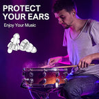 High Fidelity Concert Earplugs for Concerts Musicians，Earplugs for noise reduction，24db Advanced Filter Technology Ear Protection for Music Festivals,DJ's, Nightclub, Drummers - 2 Pairs（Silver）