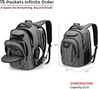 Swissdigital Design TSA Business Laptop Backpack For Men,Travel Backpack With USB Charging Port,College Tech Backpacks With RFID Pockets Presents For Men Fits 15.6 Inch Computer Grey | J16BT-03