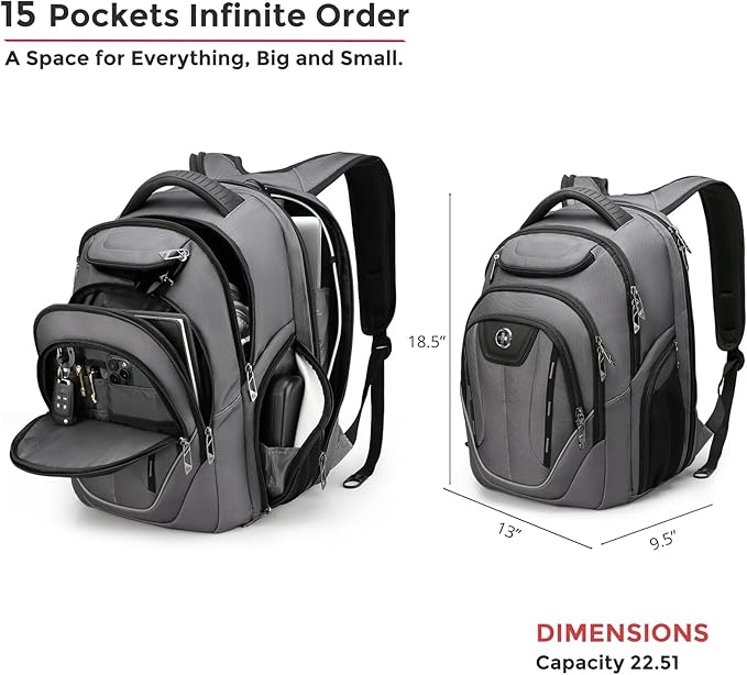 Swissdigital Design TSA Business Laptop Backpack For Men,Travel Backpack With USB Charging Port,College Tech Backpacks With RFID Pockets Presents For Men Fits 15.6 Inch Computer Grey | J16BT-03