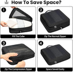 8 Set/6 Set/4 Set Compression Packing Cubes for Travel, Lightweight Vacation Travel Essentials, Travel Accessories for Suitcase Organizer Bags Set, Durable Luggage Organizer