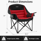 Oversized Camping Chair, Portable Folding Camping Chairs with Side Pocket, Cup Holder and Carry Bag, Heavy Duty Outdoor Camping Chairs for Adults, Fishing, Sports, Trip, up to 400lbs, Style 5