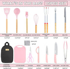 Camping Accessories Kitchen Cooking Utensils Set - Portable Outdoor Camp Cookware Set, Silicone Camper Essentials Gear Must Have Supplies for Travel RV BBQ Grill Picnic Hiking