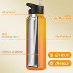 HASLE OUTFITTERS 40oz Stainless Steel Water Bottle, Vacuum Insulated Double Walled Leak Proof Sports Water Bottle with 2 Lids (Straw and Spout Lid) Keep Cold and Hot(Yellow Orange Gradient,1)