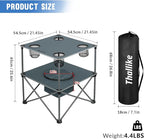 Portable Picnic Camping Table with Cooler, Folding Beach Table with 4 Tear Resistance Cup Holders, Tailgating Table Carry Bag for Travl, Beach, Summer Cookout Essential (Grey)