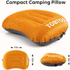 TOBTOS Inflatable Camping Pillow for Camping, Ultralight Backpacking Pillow, Ergonomic Support for Neck & Lumbar, Blow Up Air for Travel, Hiking, Outdoor (Orange)