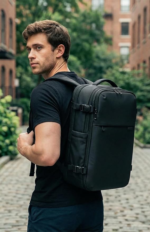 Vacuum Seal Travel Backpack 45L with Pump - Expandable Air Compression System, Water-Resistant Business TSA Lock, Laptop Backpack, Carry-On Suitcase Luggage, Gifts for Men