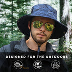 CAMOLAND Mens Fishing Hat Wide Large Brim Sun Hat with Outdoor UV Protection