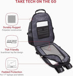SwissGear 1900 ScanSmart 17” Laptop Backpack Grey/Black – Reflective Tech Backpack with ScanSmart Compartment – Multiple Organizer Pockets & RFID Scan Blocking Technology