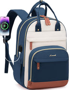 LOVEVOOK Backpack for Women,Laptop Backpack Women,15.6 Inch Laptop Bag,School Backpacks,Fashion Travel Work Anti-theft Bag,Waterproof Business Computer College Backpack Purse,Blue-green-Beige white