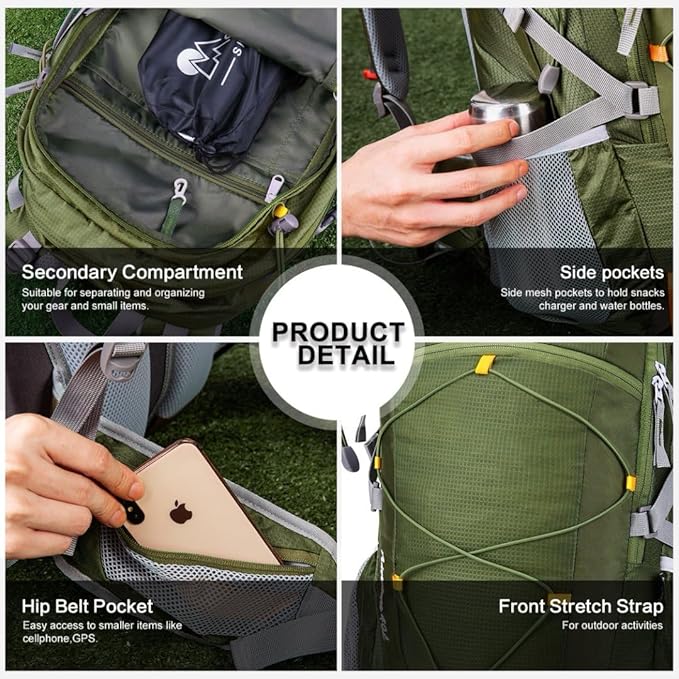 MOUNTAINTOP Hiking Backpack,Lightweight Travel Backpack for Men Women Outdoor Backpacking, Camping