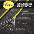 TECEUM 5/32" Paracord Rope 1000 – 1000ft / 200ft / 100ft / 50ft – Tactical Parachute Cord 4mm – 45+ Colors – Nylon String for Survival & Camping Gear – Stripe Cord for Survival – Utility Rope