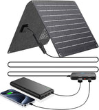 Ecosonique 10W/15W/30W/60W Portable Solar Panel Charger, IP67 Waterproof ETFE USB Solar Phone Charger with Detachable Power Hub, 2025 Latest Version Compatible with iPhone, Power Bank, Smartwatch