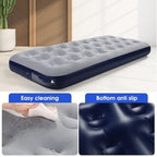 Camping Air Mattress Inflatable Air Bed Flocked Surface Travel Bed Sleeping Pad Air Bed for Outdoor Camping Tent Guest Travelling（Navy Blue ）