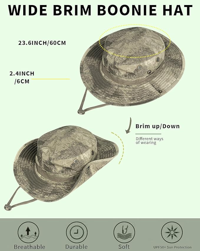 Sun Hats for Men Women Bucket Hat UPF 50+ Boonie Hat Foldable UV Protection Hiking Beach Fishing Summer Safari