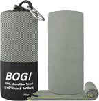 BOGI Microfiber Travel Sports Towel-Quick Dry Towel, Soft Lightweight Microfiber Camping Towel Absorbent Compact Travel Towel for Camping Gym Beach Yoga Swimming Backpacking (S:16''x32'',2Pcs-Grey)