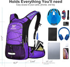 Insulated Hydration Backpack Pack with 3L BPA Free Leak Proof Water Bladder, Large Storage Lightweight Hiking Daypack with Waist Pouches & Cooler Layer, for Running, Biking, Camping, Festival