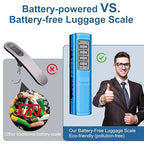 Battery-Free Digital Luggage Scale, 110lbs/50kg Portable Handheld Hanging Scale for Luggages, Suitcases, Backpacks & Bags, Easy Weighing for Travel, No Need Batteries (Blue)