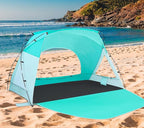 Beach Tent, Portable Sun Shelter for 2/3/4/6-8 Person with UPF 50+ UV Protection, Easy Setup Waterproof Beach Shade Canopy Cabana for Family Outdoor and Picnics, Fishing with Carrying Bag