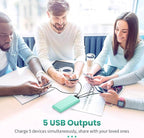 Portable Charger 38800mAh,LCD Display Power Bank,5 USB Outputs Battery Pack Backup,USB-C in&out Dual Input Phone Charging Compatible with iPhone 16/15/14 Pro,Android Samsung Galaxy Pixel Nexus-Green