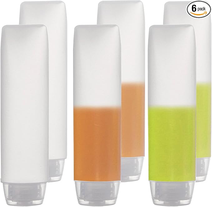 OTO 6 Pack Travel Size Plastic Squeeze Bottles for Liquids, 30ml/1 Fl. Oz TSA Approved Makeup Toiletry Cosmetic Containers