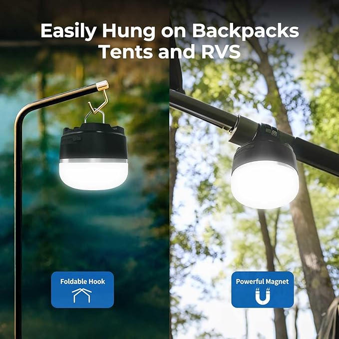 LED Camping Lantern, 8000mAh Rechargeable Camping Tent Light with 13 Light Modes, 6 Brightness Adjustable Tent Lamp, Waterproof Emergency Hanging Light for Hurricane, Power Outages