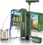 Purewell Water Purifier Pump with Replaceable Carbon 0.01 Micron Water Filter, 4 Filter Stages, Portable Outdoor Emergency and Survival Gear - Camping, Hiking, Backpacking