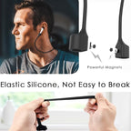 【2 Pack】 Ultra Strong Magnetic Anti-Lost Straps for AirPods, Colorful Soft Silicone Sports Lanyard Compatible with AirPods 1&2 / AirPods 3rd / AirPods Pro 1st&2nd Gen, Neck Rope Cord - White+Black