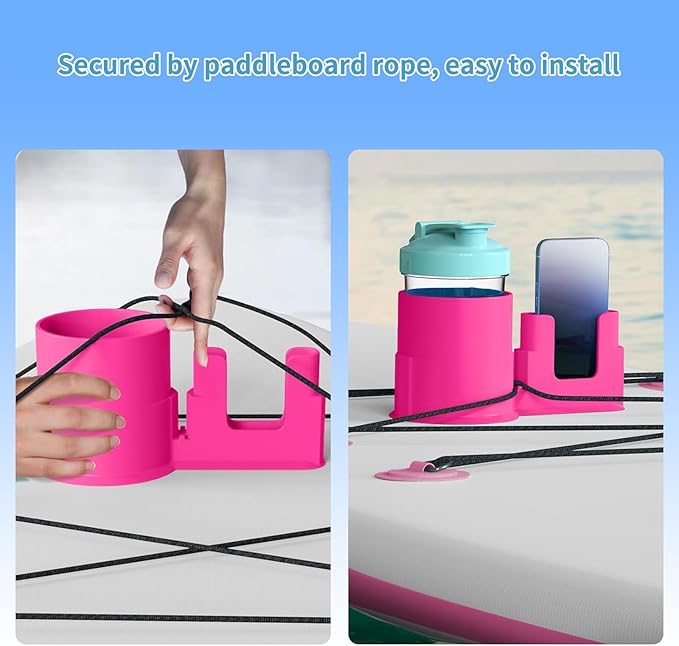 Paddleboard Cup Holder，Non-Tipping Kayak Cup Paddle Board and Stand Up Paddle Board Accessories，2 in 1 Stand Up Paddleboard Drink Holder for Types of Cup Bottle Drink & Phone Holder