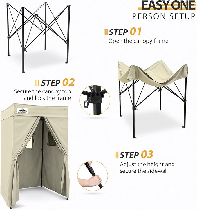 EAGLE PEAK Flex Compact 4x4 Pop-up Canopy Changing Room, Portable Privacy Dressing Room for Indoor Fashion Photoshoots, Camping, or Pool, Cream
