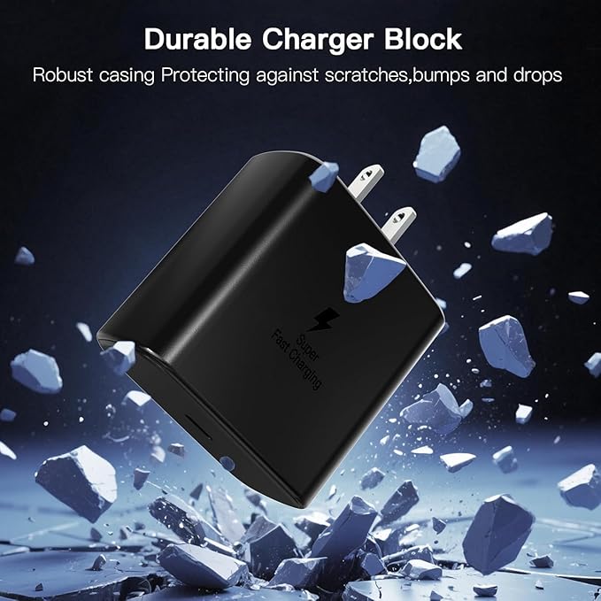 45W Samsung Super Fast Charger Block, 2Pack Type C Fast Charging Block with 3FT USB C Charger Cable(TPE Cable Not Nylon Braided) Compatible with Galaxy S24 S23 S22 S21 Ultra/S20 Ultra/Note 20 Ultra