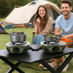 Propane Camping Stove 20,000 BTU - Portable 2 Burner Gas Stove with Adjustable Flame Control, Piezo Ignition, Carry Bag & Propane Adapter Hose, Folding Design for Camp, BBQ, Tailgating, Green