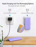 Portable Charger Power Bank with Built-in Cable & AC Plug, 10000mAh Fast USB-C Charger, Slim Mini Battery for iPhone 16/15/14/13/Pro/Max & All USB-C Devices