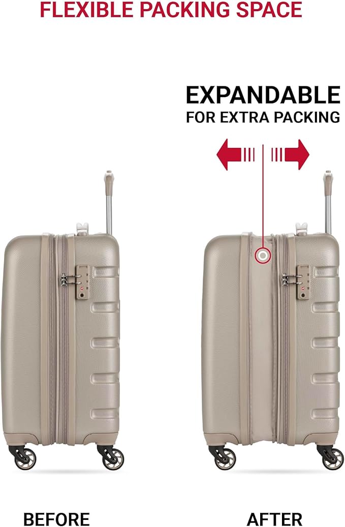 SwissGear 7366 Signature Hardside Expandable Luggage with Spinner Wheels, TSA Lock, Cup-Holder, Sand, 2-Piece Set (19/27)