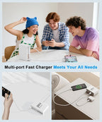 USB C Charging Station 10 Port with 4 USB Cables, 200W GaN Type C Charger Block, Wall Charger Power Strip Adapter Plug for iPad iPhone17 16 15 14 13 12 Pro Max Pixel Note Galaxy
