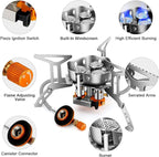 Odoland 3500W/6800W Windproof Camp Stove Camping Gas Stove with Fuel Canister Adapter, Piezo Ignition, Carry Case, Portable Collapsible Stove Burner for Outdoor Backpacking Hiking and Picnic