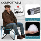 FUNDANGO Folding Camping Stool, 2 Pack 18.1 Inch Oversized Foot Stools 400 Lbs Heavy Duty Portable Padded Seat Anti-Slip Foots & Carry Bag for Fishing Outdoor Lawn Travel (Black)