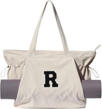 ESVAN Corduroy Yoga Tote Bag Gifts for Women Drawstring Yoga Mat Bag for Office Workout Travel Carryall Pilates Gym