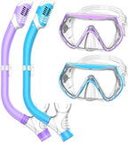 Snorkeling Gear for Kids, Kids Snorkel Set for Ages 6-14, Dry Top Snorkel, Mask Set Kid Swimming Goggles Diving Mask Combo Set Anti-Fog Panoramic View Scuba Packages